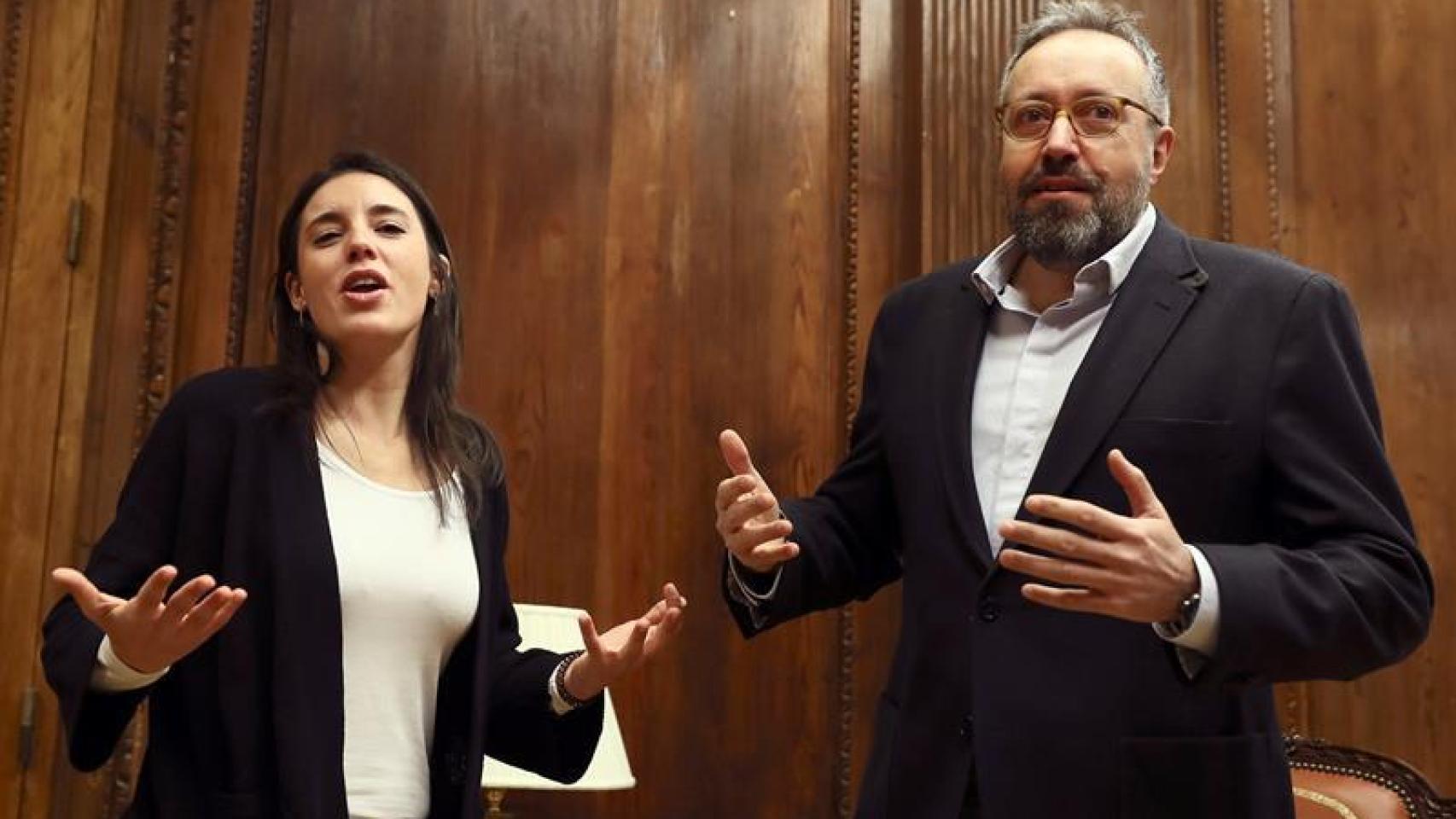 Irene Montero, 'portavoza' de Podemos, y Juan Carlos Girauta, portavoz de Ciudadanos.