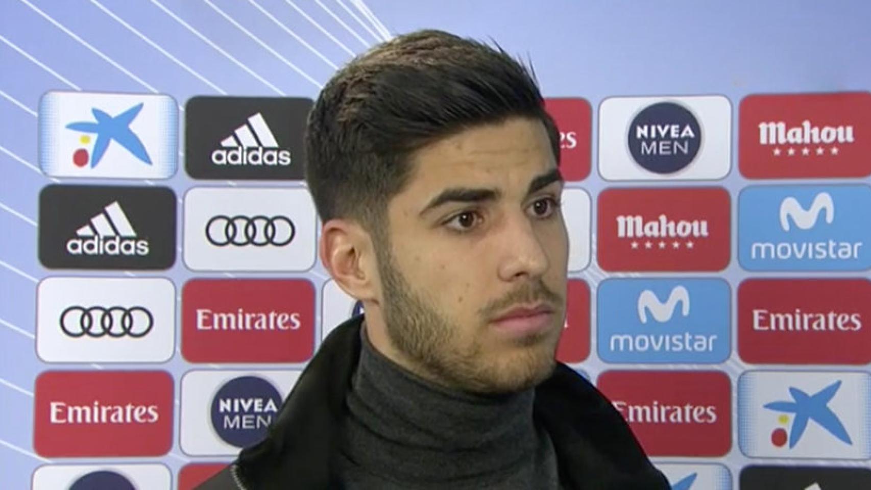 Marco Asensio, en zona mixta