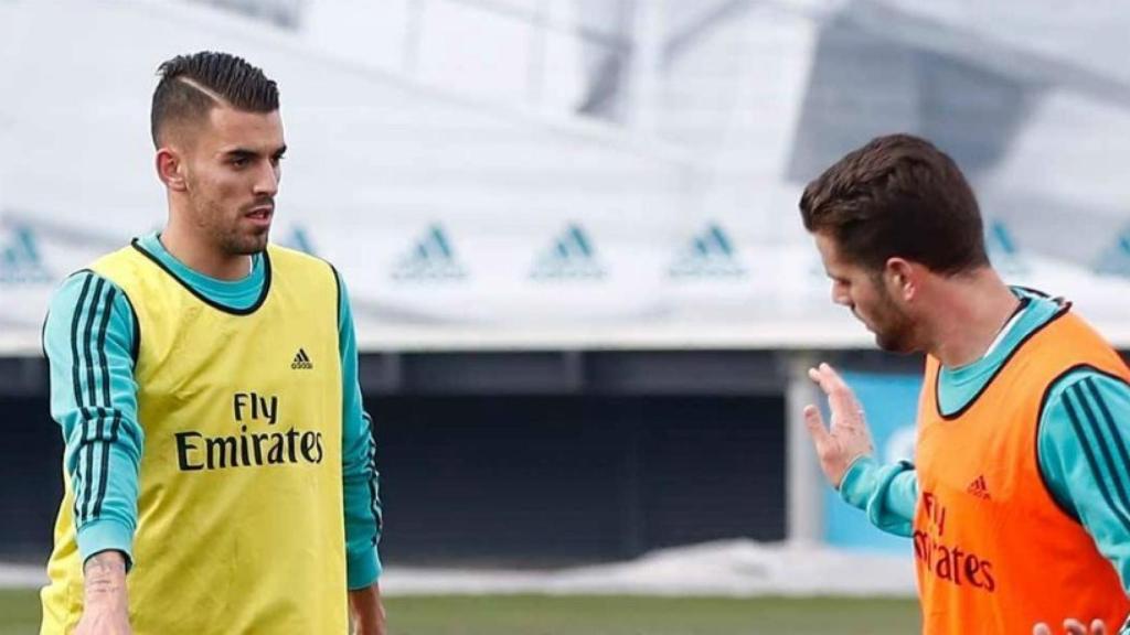 Ceballos junto a Nacho en el entrenamiento