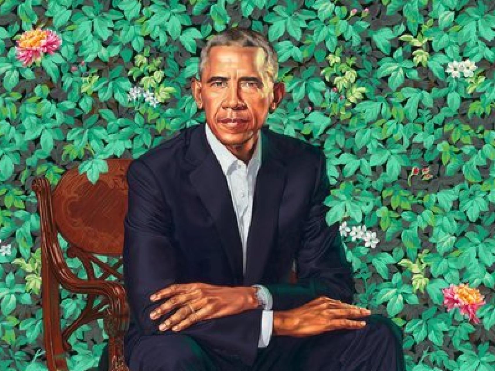 El retrato de Barack Obama, pintado por Kehinde Wiley.