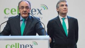 A la derecha, Francisco Reynés, presidente de Cellnex, junto al consejero delegado, Tobías Martinez, su probable sustituto.