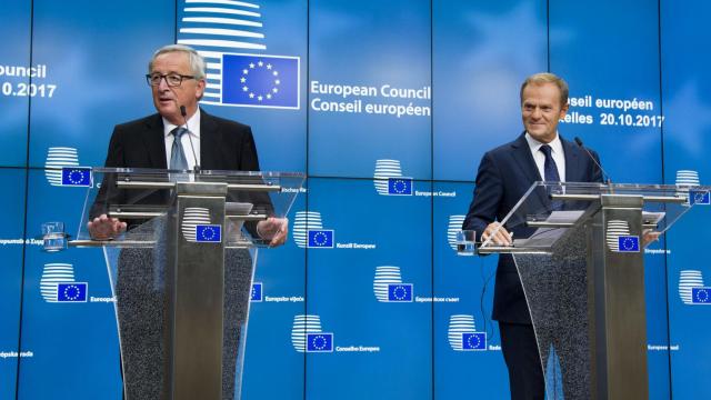 Juncker y Tusk, durante una rueda de prensa