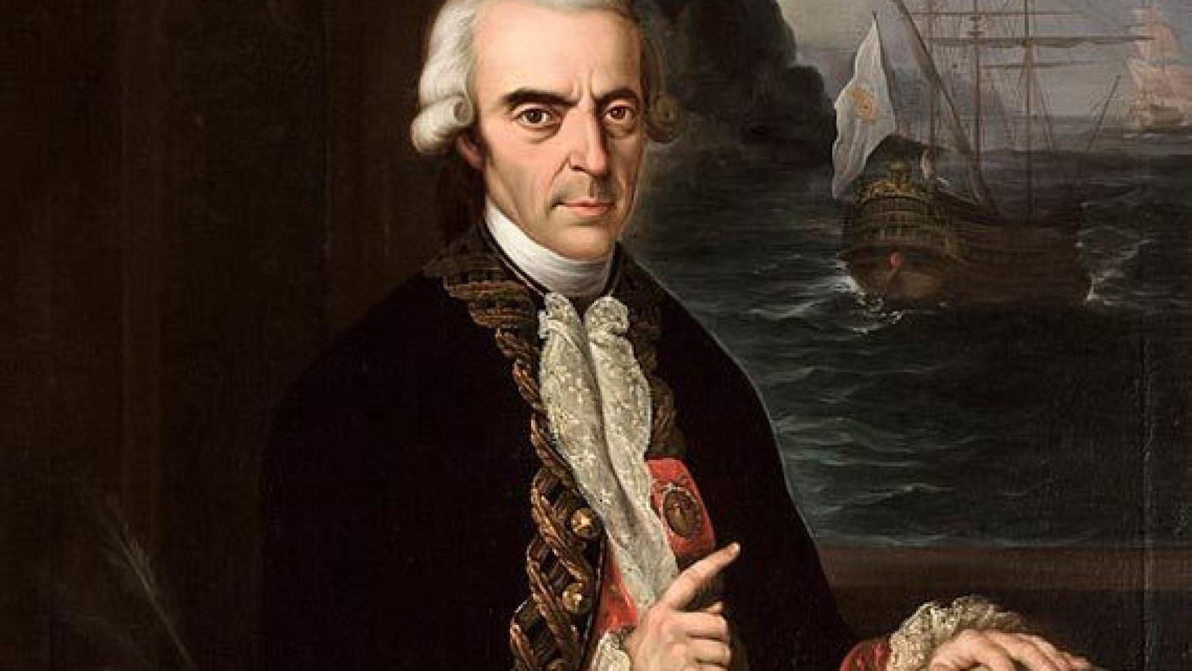 Retrato de Antonio de Ulloa realizado por Andrés Cortés y Aguilar.