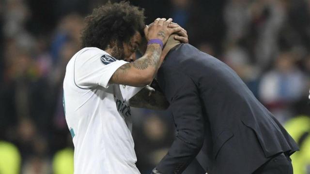 Marcelo y Zidane celebran. Foto Twitter (@ChampionsLeague)