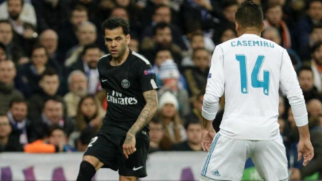 Dani Alves ante el Real Madrid. Foto: psg.fr