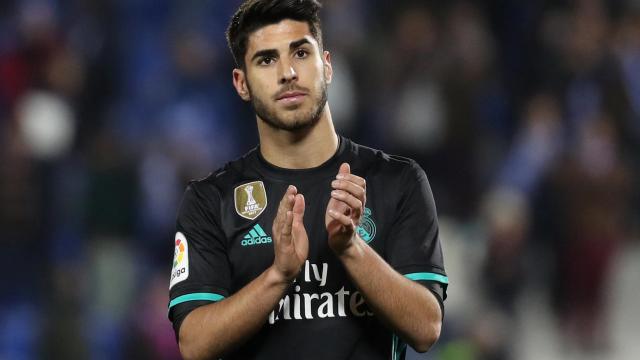 Marco Asensio celebra su gol en Butarque.