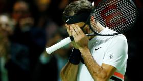 Federer, tras ganar a Haase en Rotterdam.