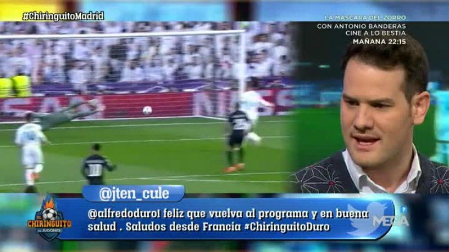 Quim Domènech, en El Chiringuito. Foto: Twitter (@elchiringuitotv)