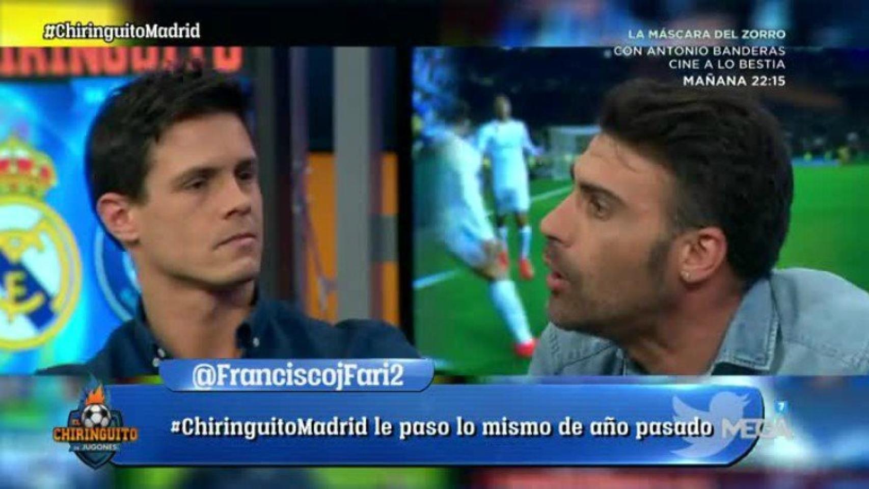 Edu Aguirre y Pereiro, en El Chiringuito. Foto: Twitter (@elchiringuitotv)