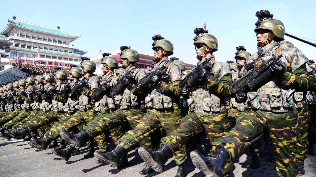 Soldados norcoreanos, durante la celebración del 70 aniversario del Ejército del Pueblo.