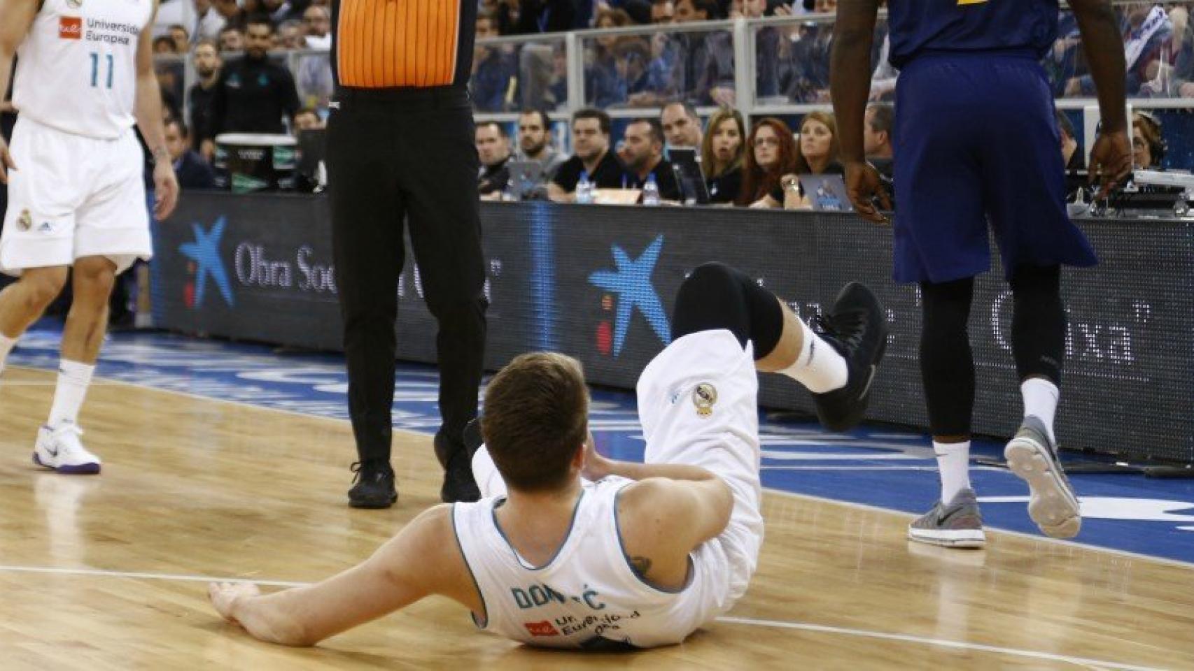 Doncic, en el suelo. Foto: ACBMedia