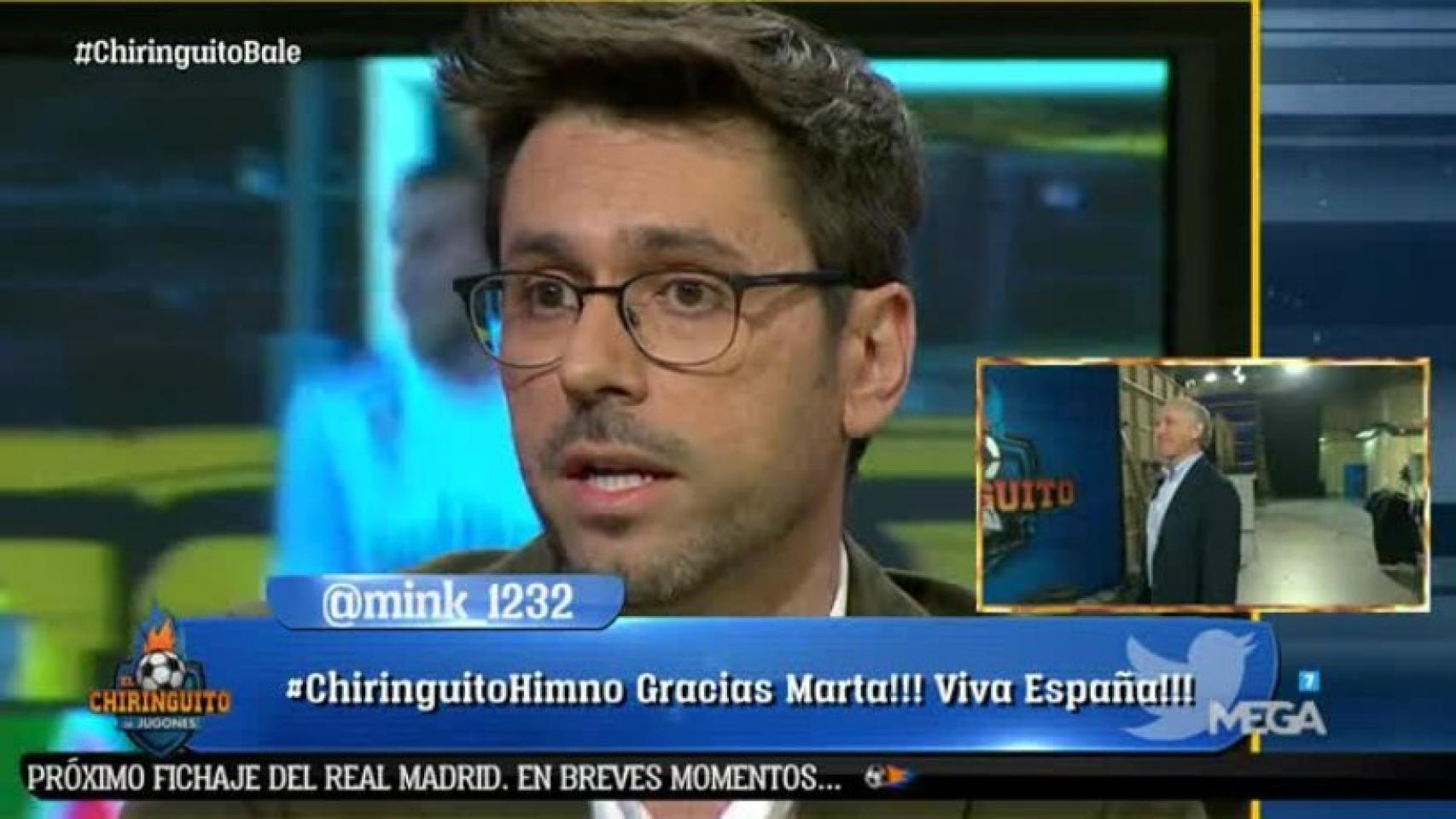 Roberto Morales en El Chiringuito. Foto: Twitter (@elchiringuitotv)