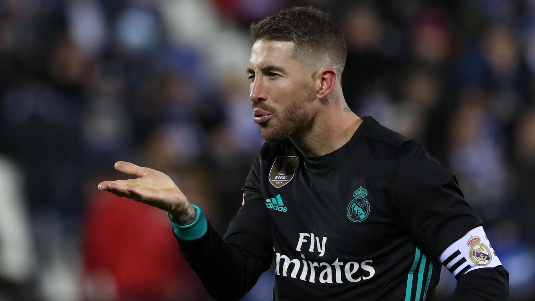 Sergio Ramos celebra el tercer gol del partido contra el Leganés.