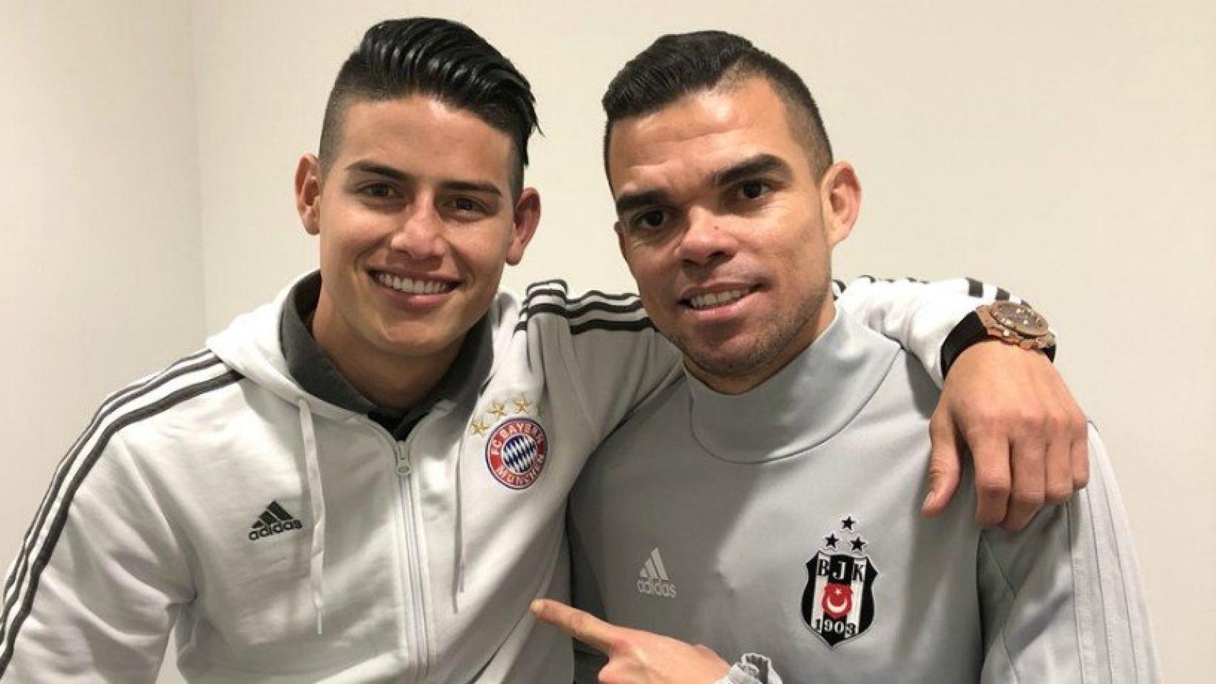 El reencuentro de James y Pepe. Foto: Twitter (@jamesdrodriguez)