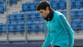 Vallejo en el entrenamiento del Madrid