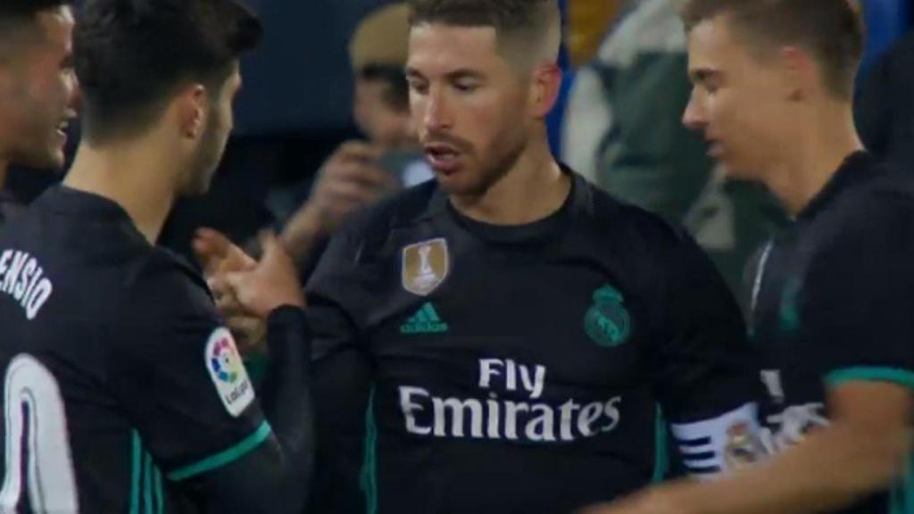 La celebración de Ramos con Asensio