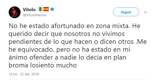 Vitolo pide perdón tras un comentario machista