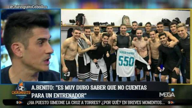 Álvaro Benito en El Chiringuito. Foto Twitter (@elchiringuitotv)