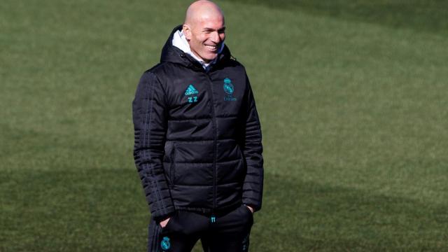 Zidane, durante el entrenamiento de este viernes.