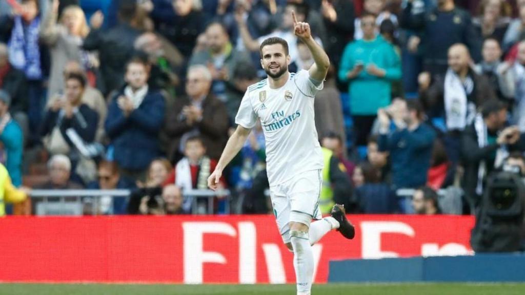 Nacho celebra su gol al Deportivo