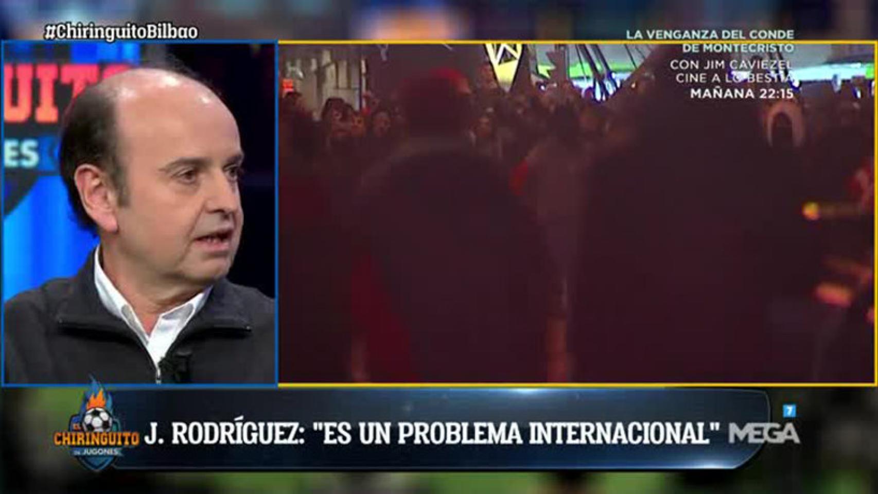 Juanma Rodríguez, en El Chiringuito. Foto: Twitter (@elchiringuitotv)