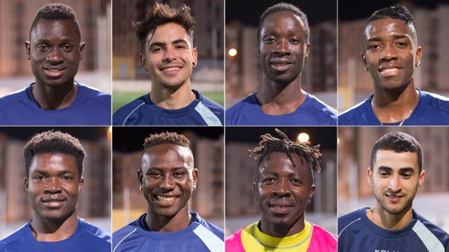 De izquierda a derecha y de arriba hacia abajo: Modou Dione; Nour Bendamouch; Pedro Semedo; Jhon Moreno; Christian Tchikagoua; Khadimour Rassoul Mbaye; George, y Hamza Charafi