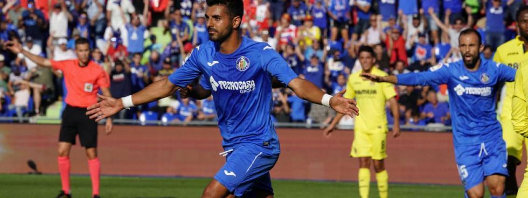 Ángel celebra un gol con el Getafe.