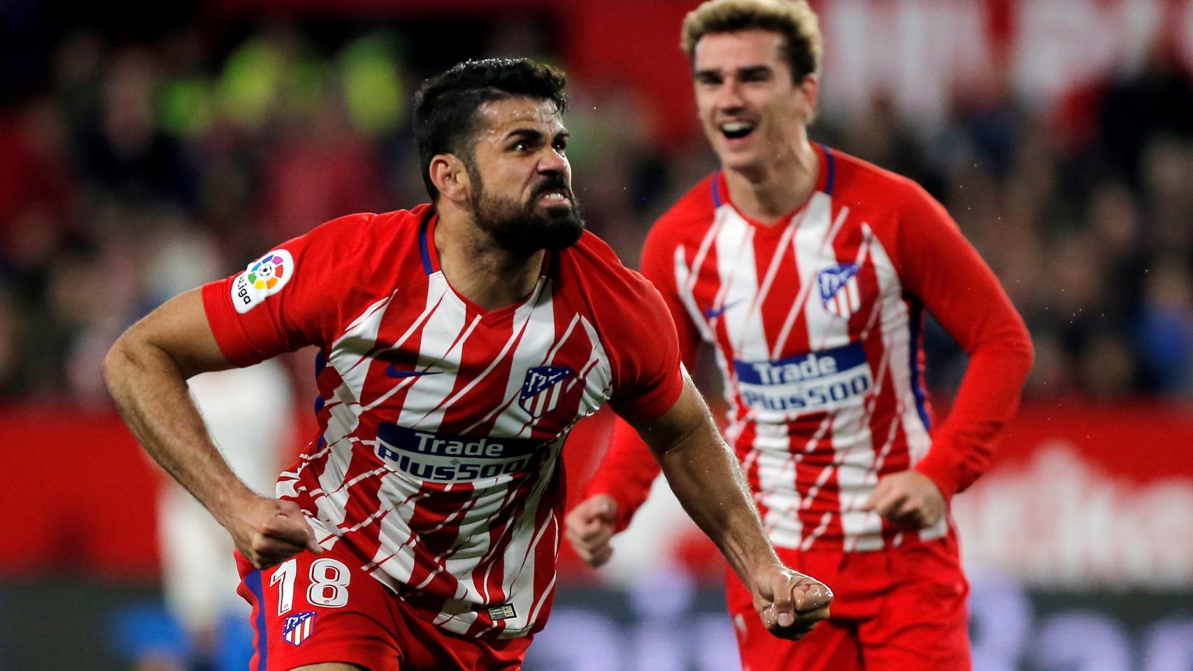 Diego Costa celebra su gol contra el Sevilla.