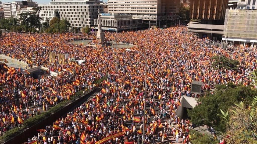 Manifestación a favor de la unidad de España el pasado 7 de octubre en Madrid.