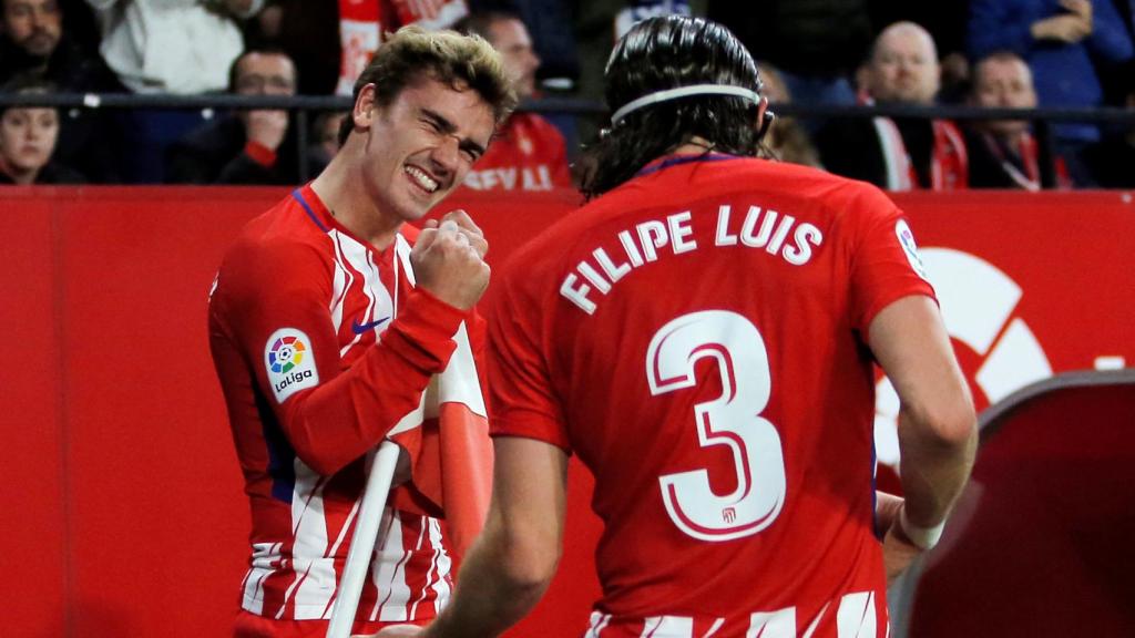 Griezmann celebra su gol contra el Sevilla en el Sánchez Pizjuán.