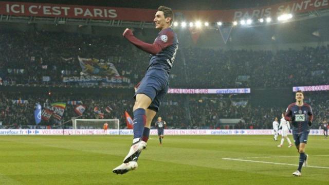 Di María celebra uno de sus goles al Marsella. Foto: Twitter (@PSG_inside)