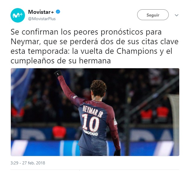 El trolleo épico de Movistar+ a Neymar en Twitter que se ha vuelto viral