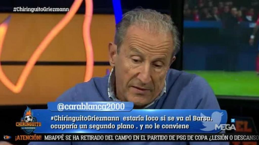 Petón en El Chiringuito. Foto: Twitter (@elchiringuitotv)