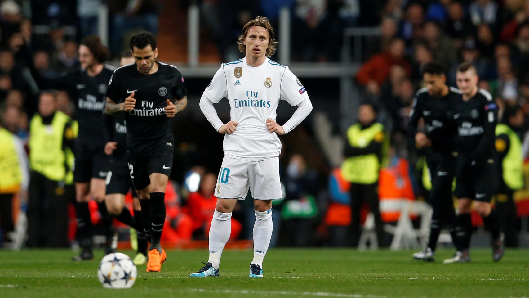 Luka Modric en la ida de octavos de Champions ante el PSG.