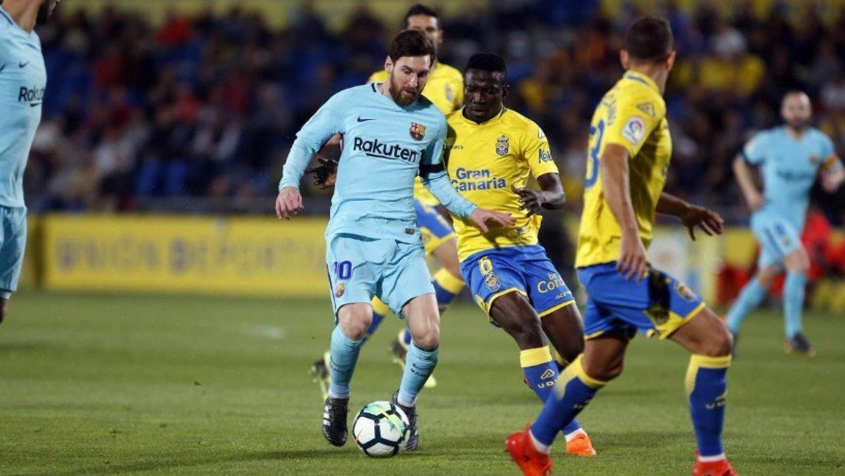 Messi en el partido ante Las Palmas. Foto: Twitter (@FCBarcelona_es)