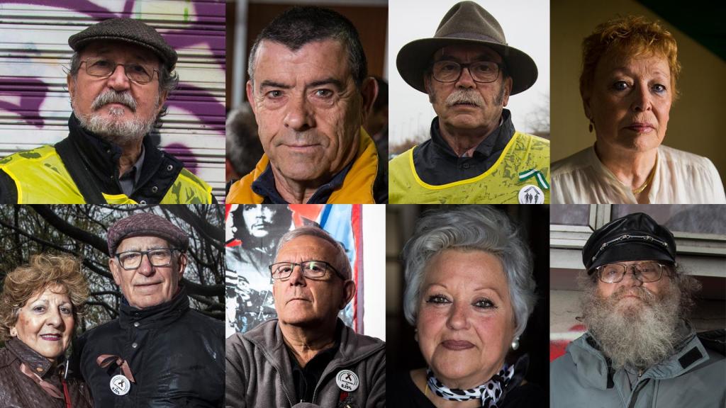 Son algunas de las caras de quienes estos días protestan contra la reforma de las pensiones del gobierno.