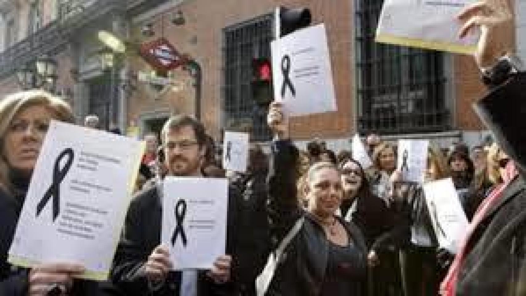 Manifestación de jueces ante el Ministerio de Justicia./