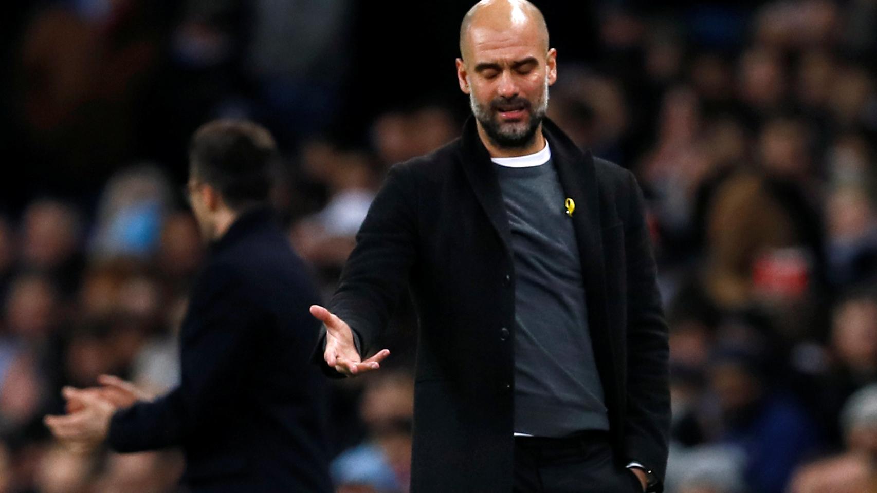 Pep Guardiola, durante el partido contra el Basilea.