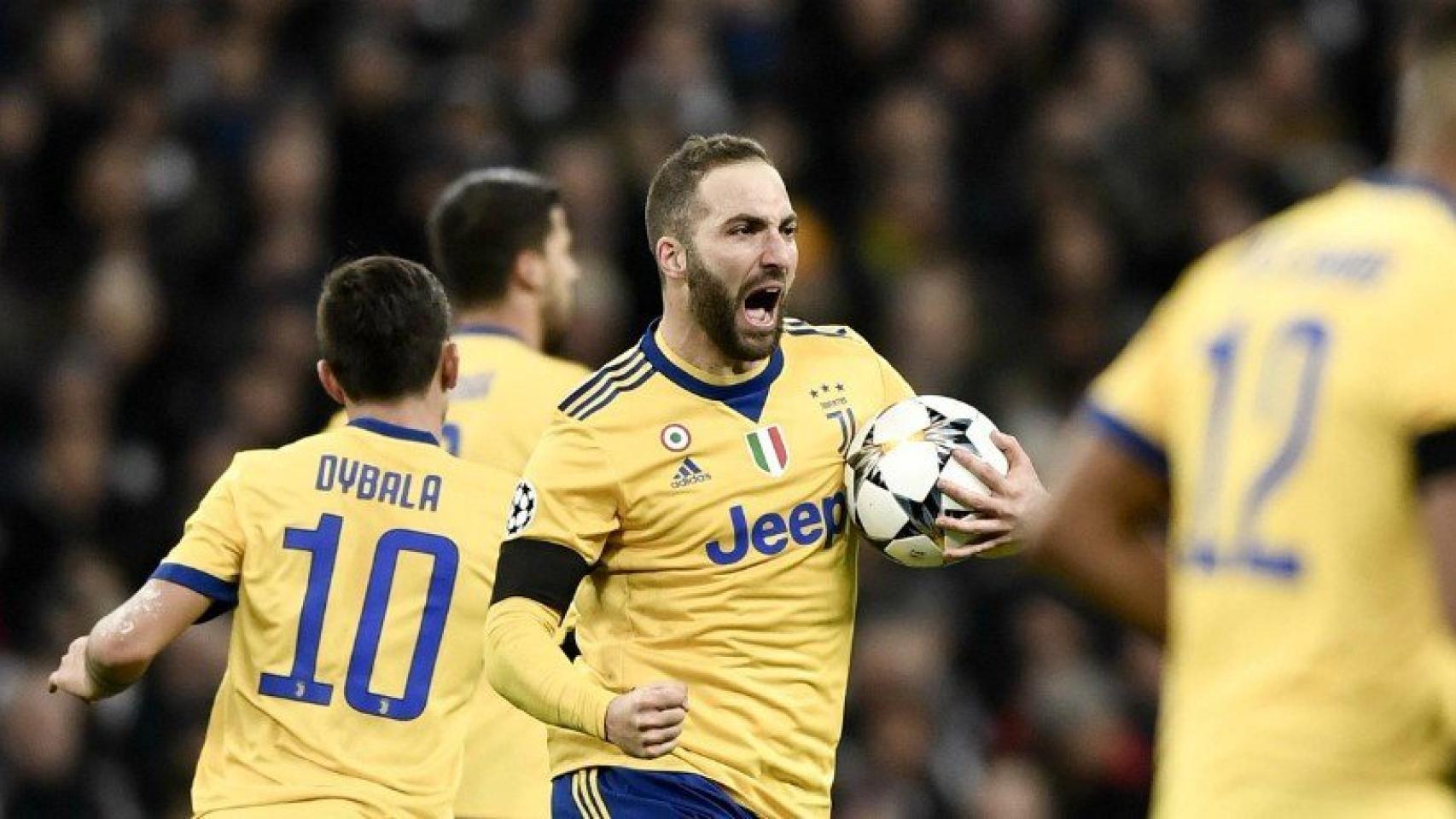 Higuaín celebra su gol ante el Tottenham. Foto: Twitter (@juventusfc)