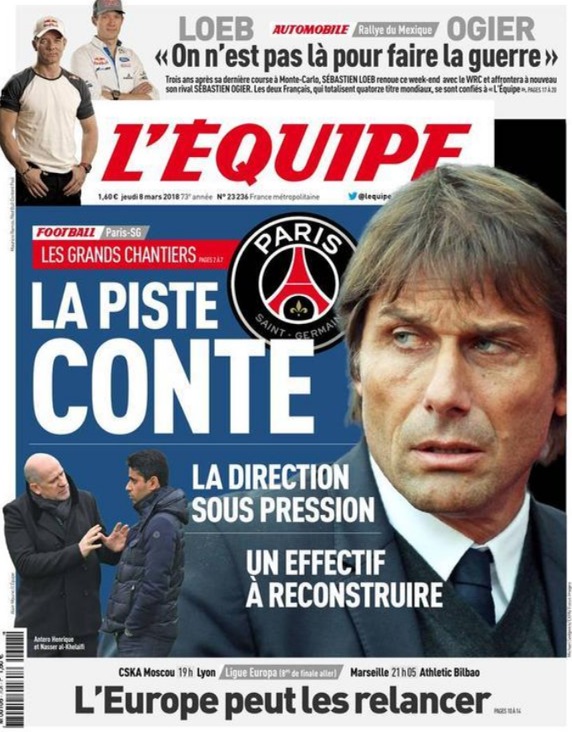 L'Équipe: Emery, sentenciado y el PSG se lanza a por Conte
