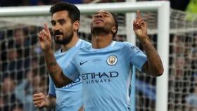 Sterling celebra un gol con el City. Foto: Twitter (@sterling7).