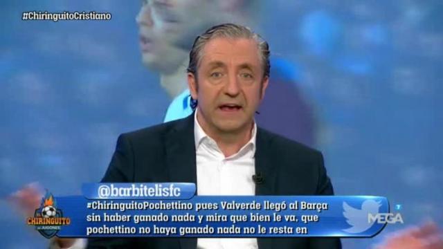 Pedrerol en El Chiringuito. Foto: Twitter (@elchiringuitotv).