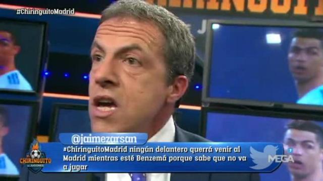 Cristóbal Soria estalla en El Chiringuito. Foto: Twitter (@elchiringuitotv)