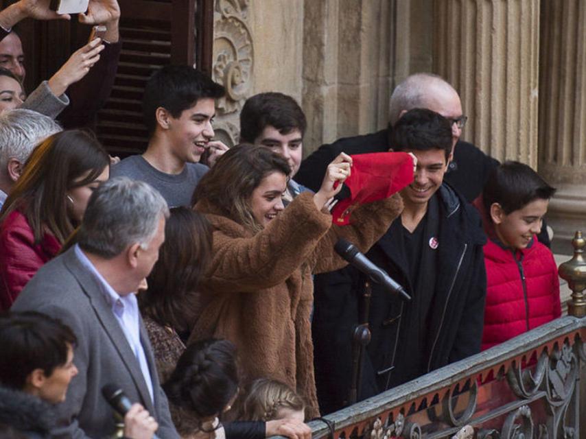 Amaia, ganadora de OT 2017 llega la recepción al Ayuntamiento de Pamplona. PABLO LASAOSA