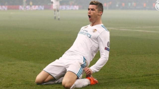 Cristiano Ronaldo celebrando su gol al PSG