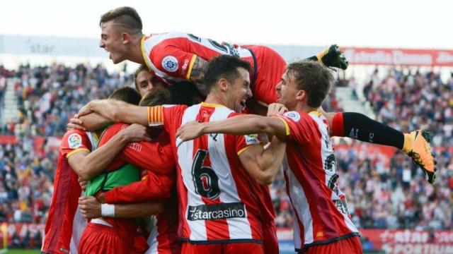 El Girona celebra un gol ante el Madrid. Foto Twitter (@GironaFC)