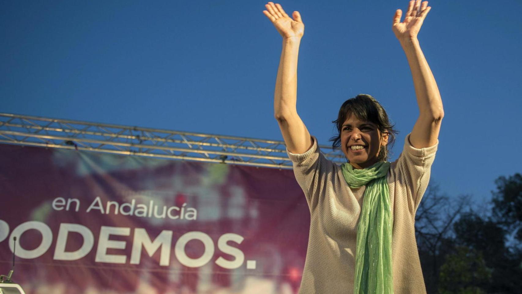 Teresa Rodríguez durante un mitin, en una imagen de archivo.