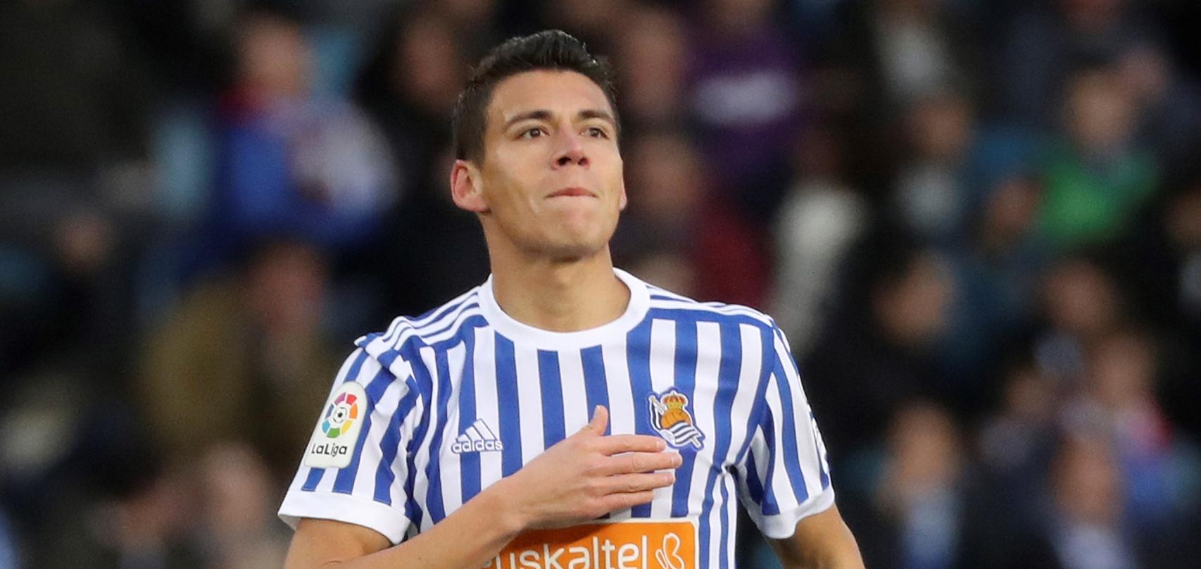 Héctor Moreno en un partido con la Real Sociedad.