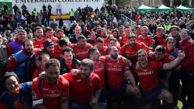 La selección española de rugby tras ganar a Alemania.