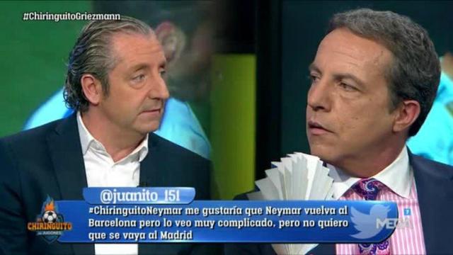 Pedrerol y Cristóbal Soria. Foto Twitter (@elchiringuitotv)